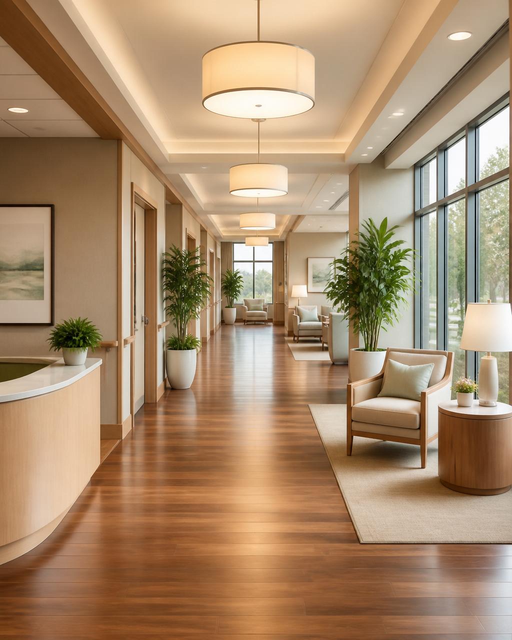 Elegant corridor at St John & St Elizabeth Hospital